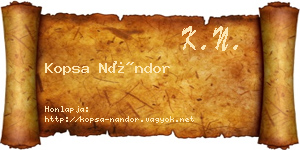 Kopsa Nándor névjegykártya