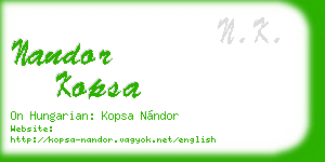 nandor kopsa business card